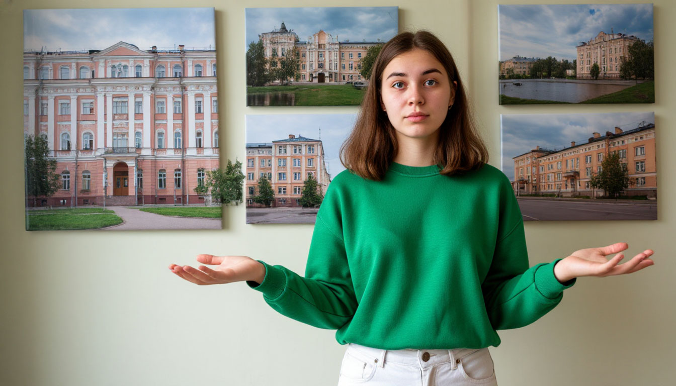 devushka-stoit-ryadom-s-plakatami-zdanij-vuzov